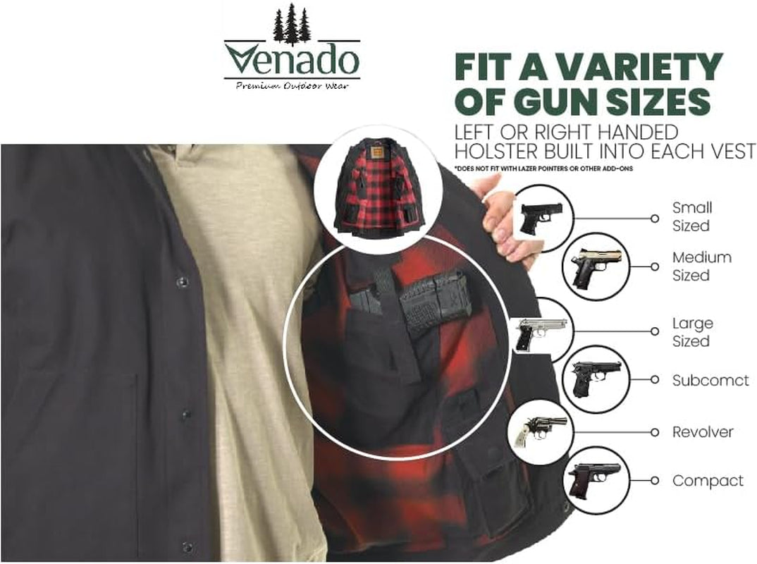 Venado Concealed Carry Shirt Jacket for Men - Heavy Duty Canvas - Conceal Carry Pockets