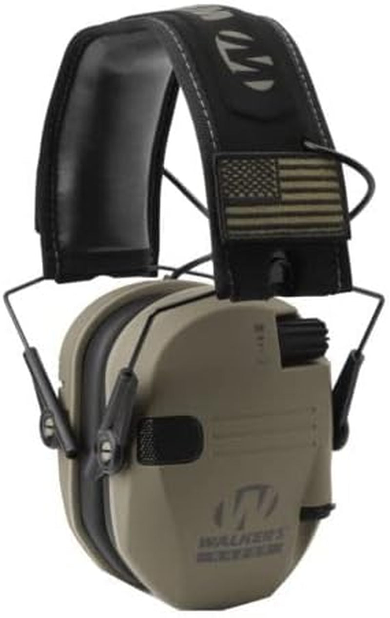Walkers Razor Slim Shooter Electronic Folding Ear Protection Muffs, Tan Patriot