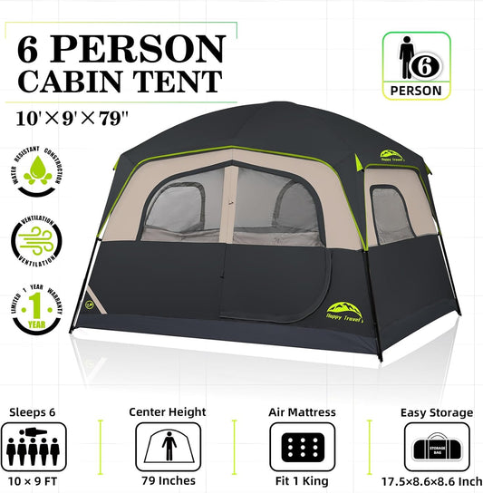 Happy Travel Tent 6 Person Tent for Camping